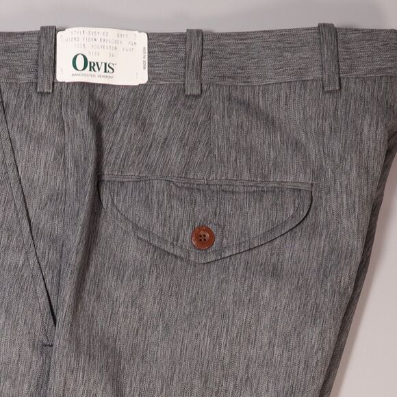 Vintage Orvis Mens 34x30 Micro Fiber Explorer Pants Gray Trousers Made In USA - Picture 3 of 9